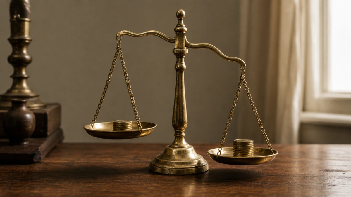 Brass balance scale with coins on each pan, the two lines of an invoice against the GoHighLevel cost