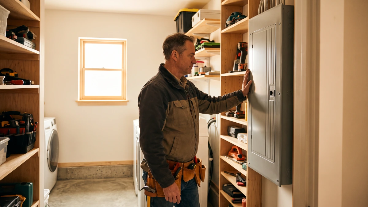 Electrician at a residential panel, GoHighLevel for contractors questions answered