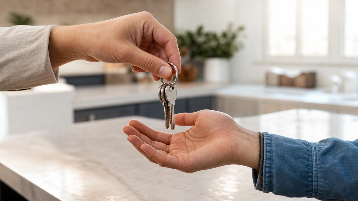 House keys handed across a bright counter, moving GoHighLevel for real estate agents into your own account