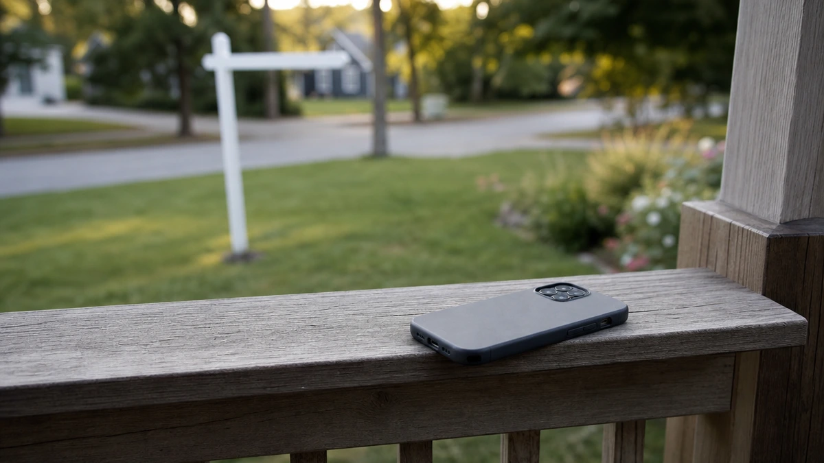 Phone face down beside a blank yard sign post, the lead-source trap in GoHighLevel for real estate agents