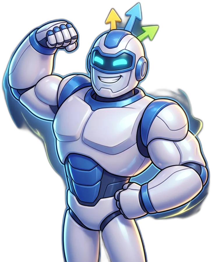 GHL.Support robot mascot with one arm flexed