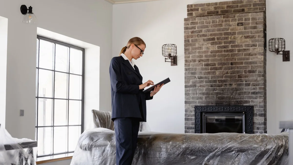A consultant reviews a tablet in a client's living room, from our GoHighLevel billing guide